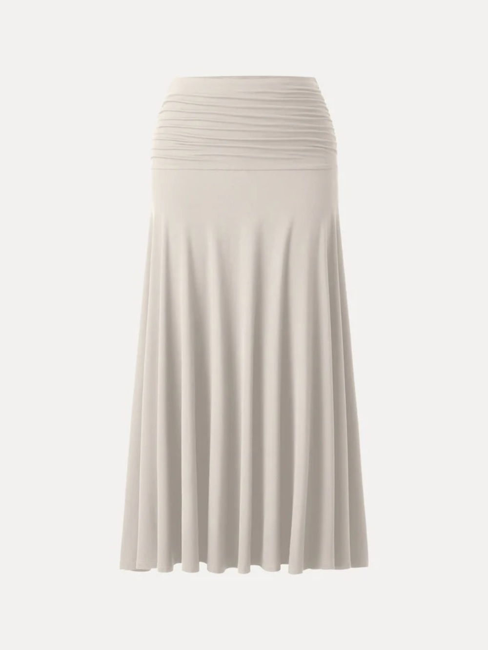 NWT OGL Ultrasoft Mid Rise A-line Ruched Maxi Skirt In cream color